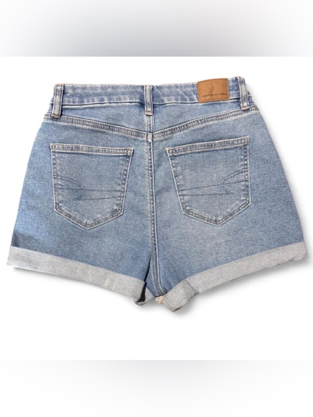 American Eagle Outfitters Light Blue High-Rise Cuffed Denim Shorts - Picture 5 of 5